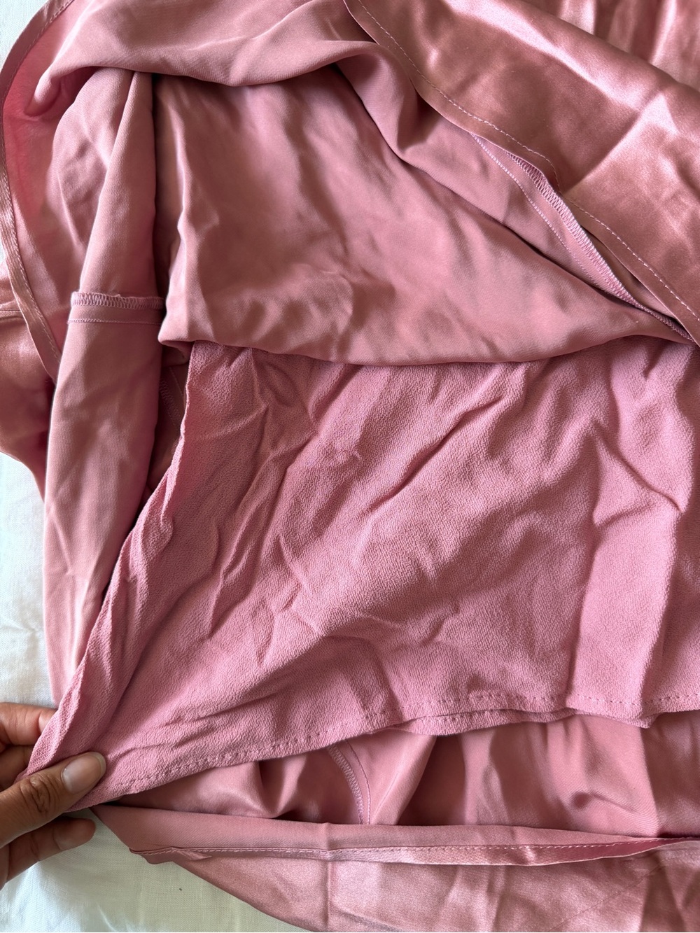 Reformation Strapless Satin dress in Rosewood - Picture 2 of 4